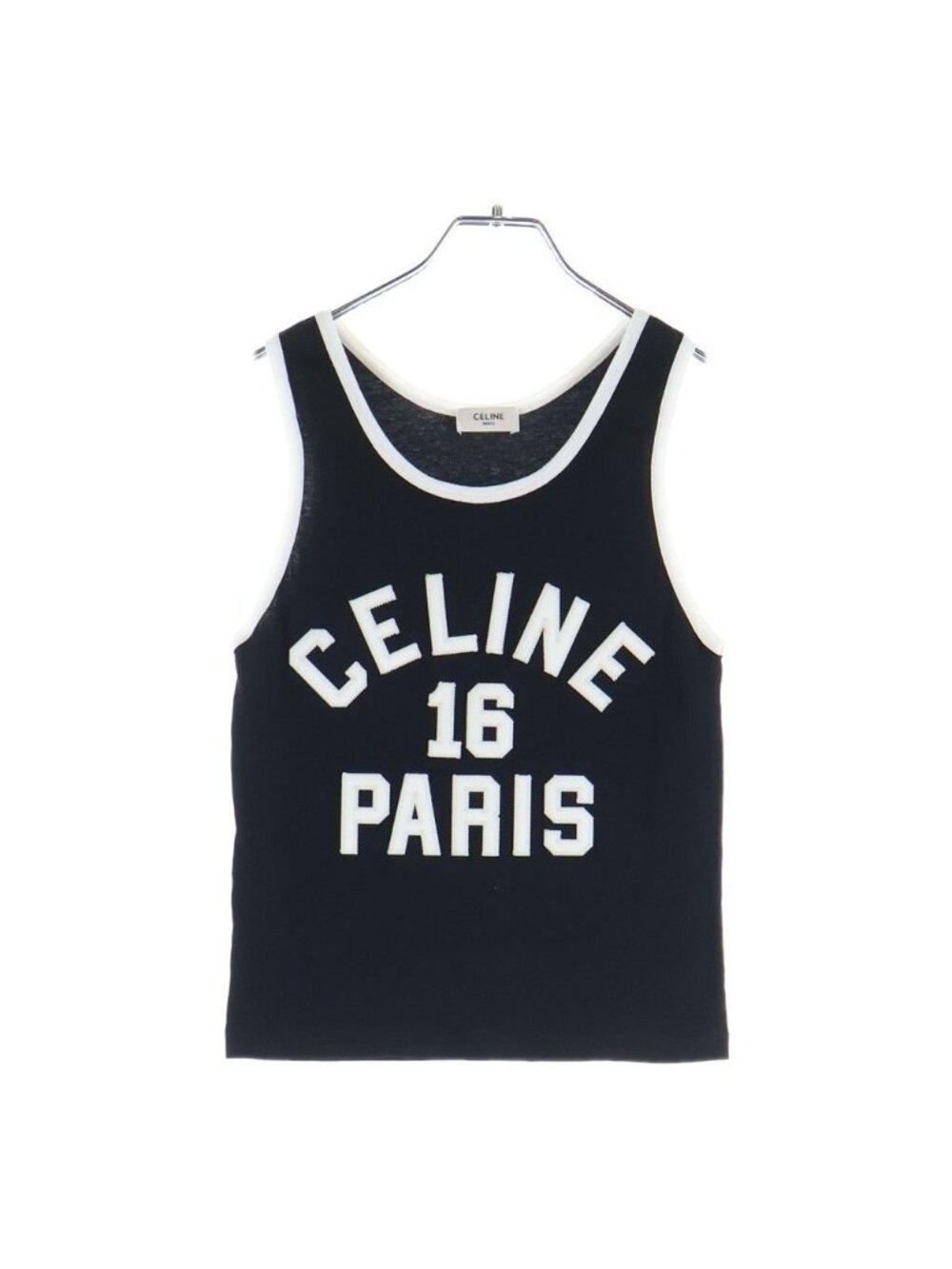 Celine Logo Sleeveless Top Tank Top Black Cotton